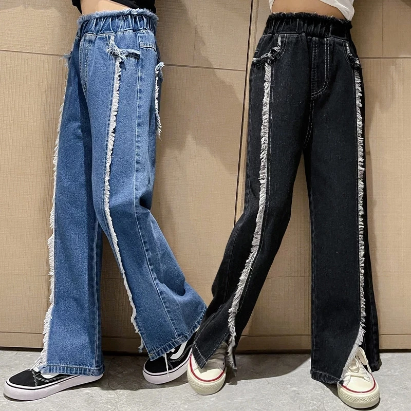 Children's Clothing Girls' Raw Edge Jeans Fashionable Retro Slit Pants Straight Wide Legs Thin High Waist Pants Children's Pants
Children's Clothing Girls' Raw Edge Jeans Fashionable Retro Slit Pants Straight Wide Legs Thin High Waist Pants Children's Pants