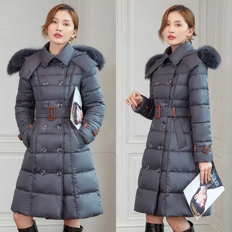 Down Jacket Womens 2022 Winter New Fashion Slim White Duck Down Jacket Women Long Thick Real Fox Fur Collar Hooded Parkas Coats
Down Jacket Womens 2022 Winter New Fashion Slim White Duck Down Jacket Women Long Thick Real Fox Fur Collar Hooded Parkas Coats
