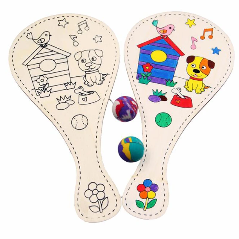 Painting DIY Wooden Toy Racket Graffiti Toys For Children DIY Manual Painting Pat Ball Educational Handmade Game Arts Crafts
Painting DIY Wooden Toy Racket Graffiti Toys For Children DIY Manual Painting Pat Ball Educational Handmade Game Arts Crafts