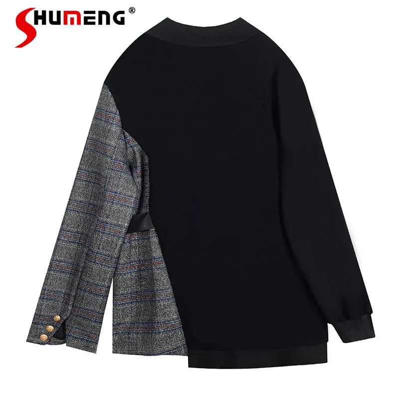 Women's Loose Plaid Stitching Sweatshirts 2022 Early Autumn Streetwear Women Irregular Pullover Black Coat Winter Clothes Female
Women's Loose Plaid Stitching Sweatshirts 2022 Early Autumn Streetwear Women Irregular Pullover Black Coat Winter Clothes Female