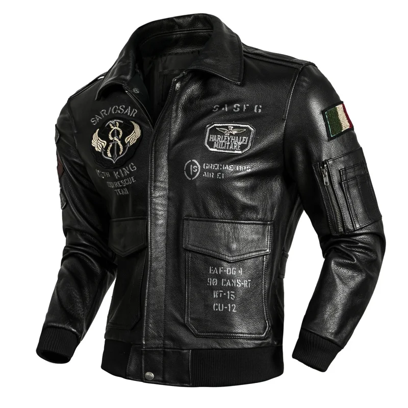 Top Classic Layer Cowhide Motorcycle Suit Men Black Corium Bomber Jacket Fashion Slim Fit Short Spring Autumn Leather Jacket
Top Classic Layer Cowhide Motorcycle Suit Men Black Corium Bomber Jacket Fashion Slim Fit Short Spring Autumn Leather Jacket
