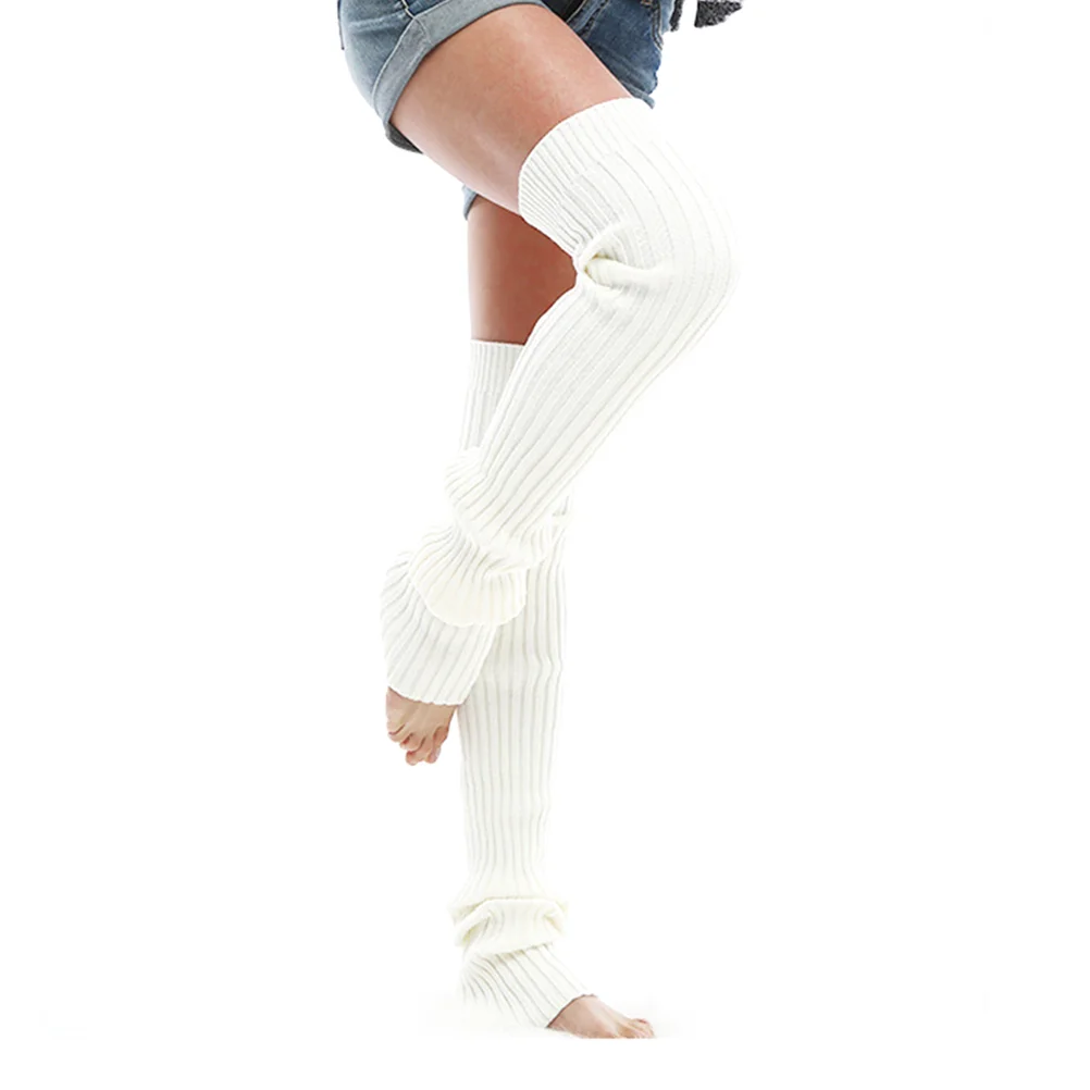 

Leg Socks Warmers Cotton Knitted Knee Stocking Dance High Girl Sports Cuff Lace Trim Over The Sock Slouchy Boot Crochet Yoga