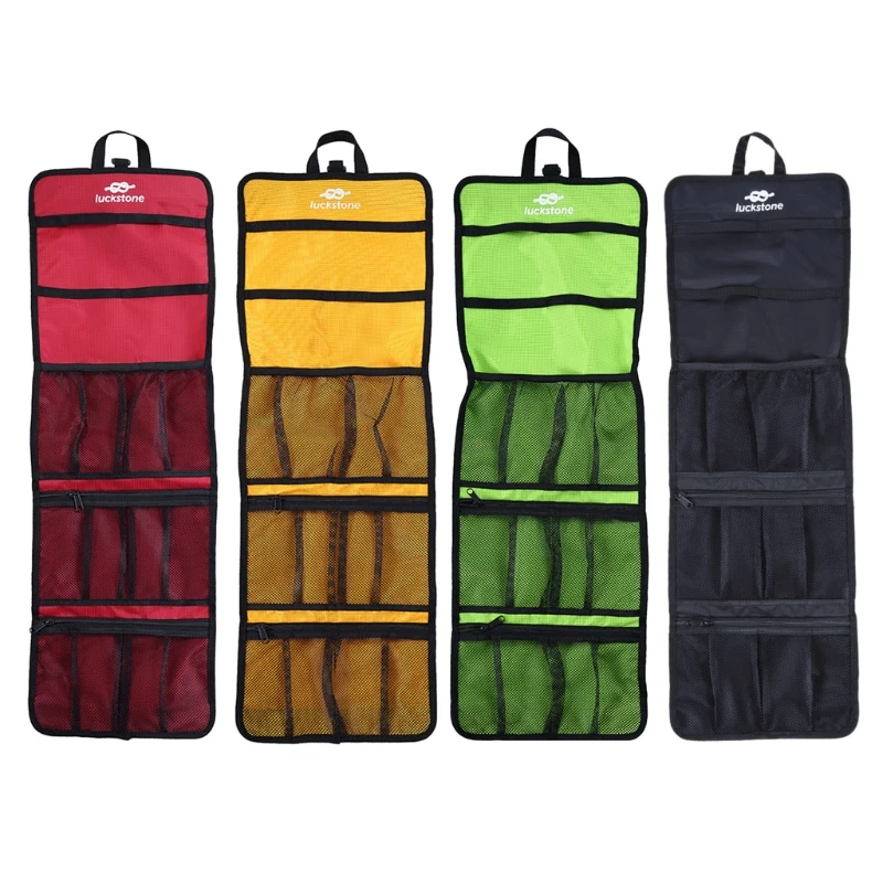 

B36F Foldable Rock Climbing Storage Bag Durable Carabiner Hook Partitions Organizer Holder Hiking Gear