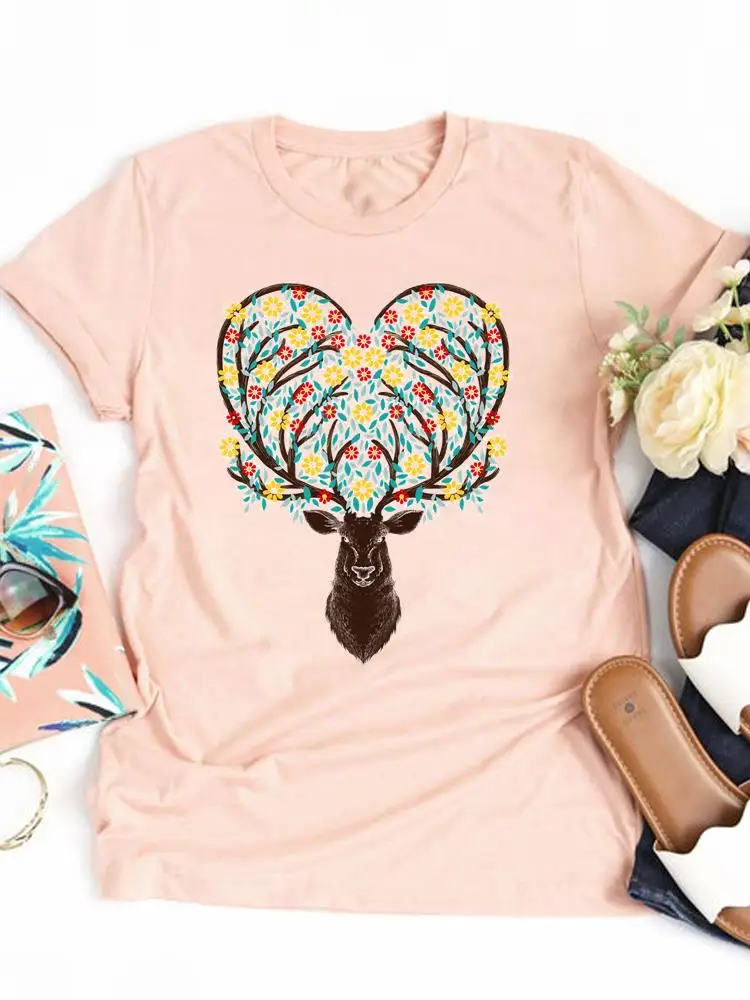 Женская футболка с коротким рукавом, с принтом в виде оленя
Женская футболка с коротким рукавом, с принтом в виде оленя