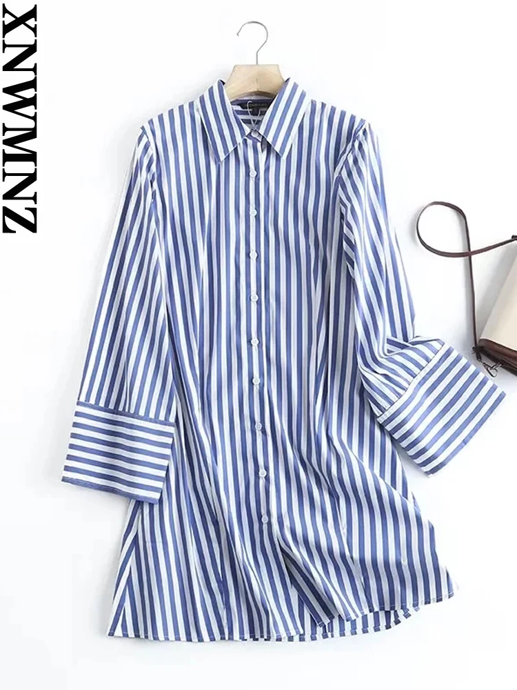 XNWMNZ 2023 Women fashion striped shirt dress Woman high street lapel long-sleeved front buckle temperament female short dresses
XNWMNZ 2023 Women fashion striped shirt dress Woman high street lapel long-sleeved front buckle temperament female short dresses