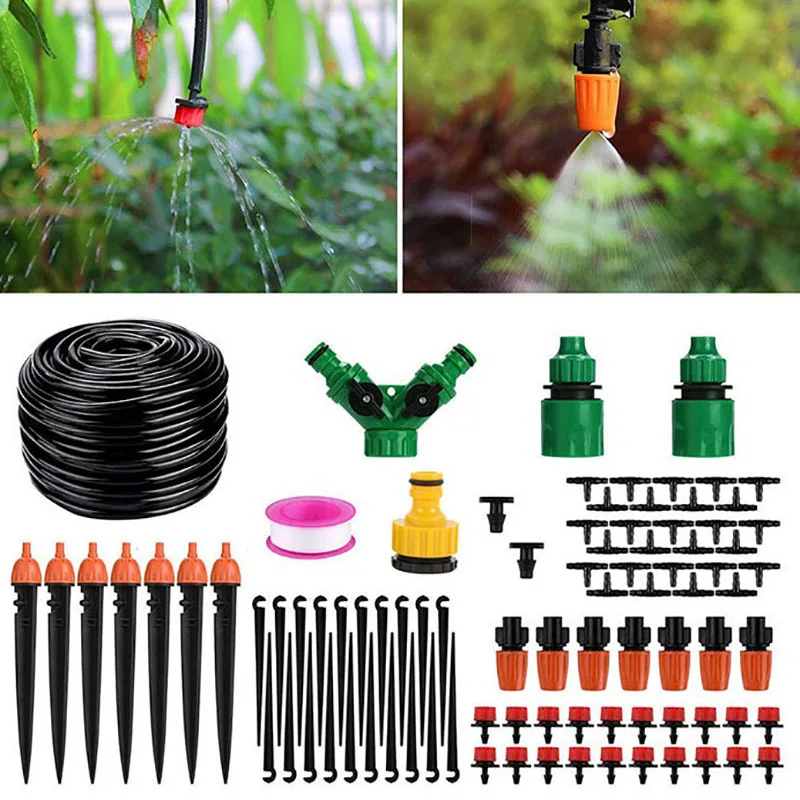 

30M 4/7 Automatic Drip Irrigation Outdoor Garden Plant Spray Atomization Hose Watering System Agricultural Drip Irrigation Set