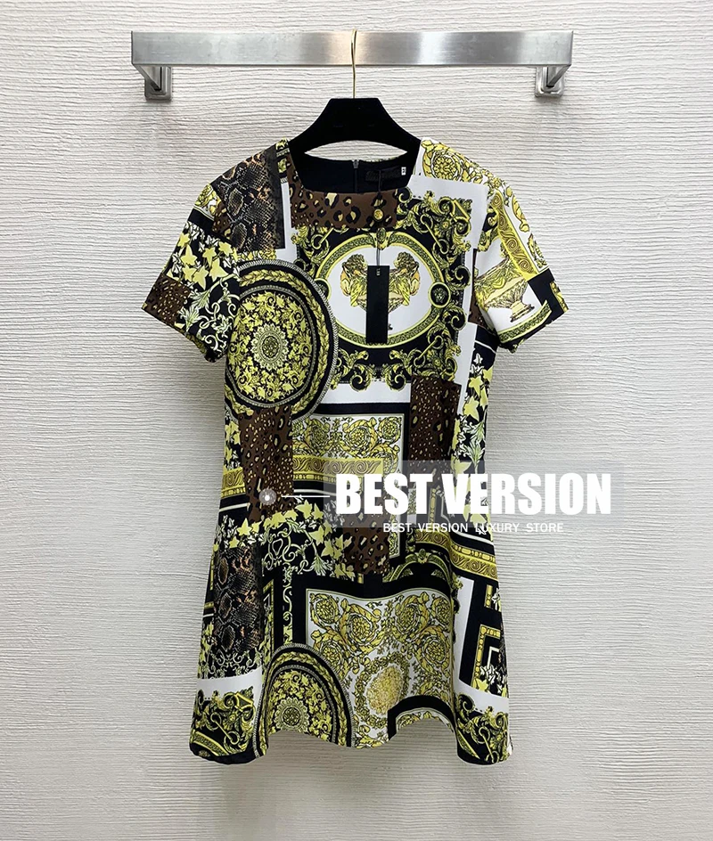 Best version luxury brand 2022 summer spring dresses for women Retro Printed Short Sleeve vintgae shift mini party woman Dress
Best version luxury brand 2022 summer spring dresses for women Retro Printed Short Sleeve vintgae shift mini party woman Dress