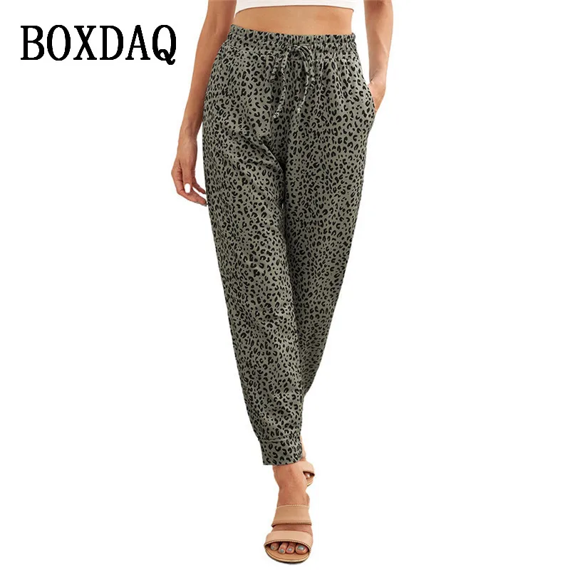 Fashion Streetwear Women Leopard Print Trousers Loose Elastic Waist Drawstring Long Pant Casual Pockets Harem Pant Spring Summer
Fashion Streetwear Women Leopard Print Trousers Loose Elastic Waist Drawstring Long Pant Casual Pockets Harem Pant Spring Summer