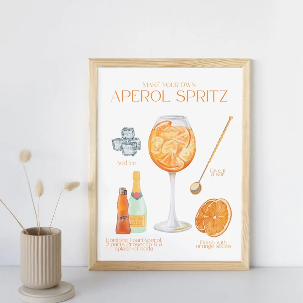Aperol Spritzer Poster Prints Make Your Own Cocktai Watercolor Canvas Painting Wall Art for Alcohol Bar Kitchen Room Home Decor
Aperol Spritzer Poster Prints Make Your Own Cocktai Watercolor Canvas Painting Wall Art for Alcohol Bar Kitchen Room Home Decor