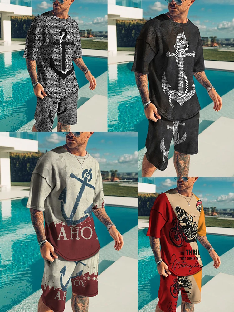 2022 Fashion Men Suit Tshirt Shorts 2 Piece Sets Tracksuit Ship Anchor 3D Printed Men's Oversized Clothes Vintage Streetwear
2022 Fashion Men Suit Tshirt Shorts 2 Piece Sets Tracksuit Ship Anchor 3D Printed Men's Oversized Clothes Vintage Streetwear
