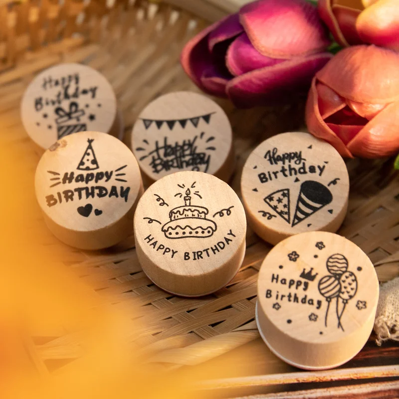 6pcs Happy Birthday Wood Stamps Banner Cake Balloon Craft Wooden Rubber Stamp for Scrapbooking Diary Gift Decor Standard Stamp
6pcs Happy Birthday Wood Stamps Banner Cake Balloon Craft Wooden Rubber Stamp for Scrapbooking Diary Gift Decor Standard Stamp
