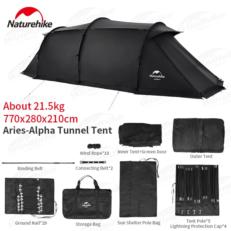 Naturehike 2022 Upgrade Camping Tunnel Tent 210T Black Rubber Polyester Outdoor 4-6 Persons Luxury Tent Widen 2.8m Space UPF50+
Naturehike 2022 Upgrade Camping Tunnel Tent 210T Black Rubber Polyester Outdoor 4-6 Persons Luxury Tent Widen 2.8m Space UPF50+