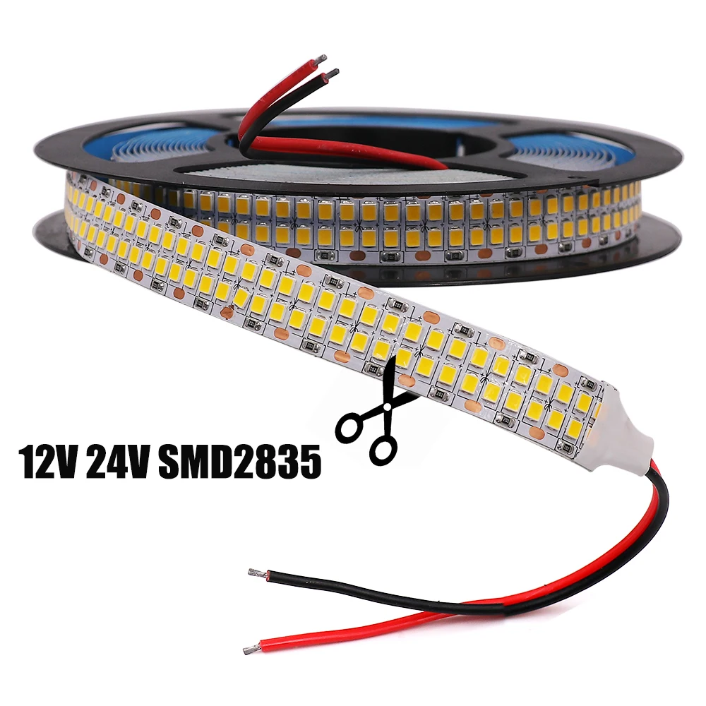 

5M LED Strip Light 12V 24V Flexible LED Tape SMD2835 Waterproof LED Ribbon 240leds/m 480Leds/m Double Row Stripe Tape for Decor