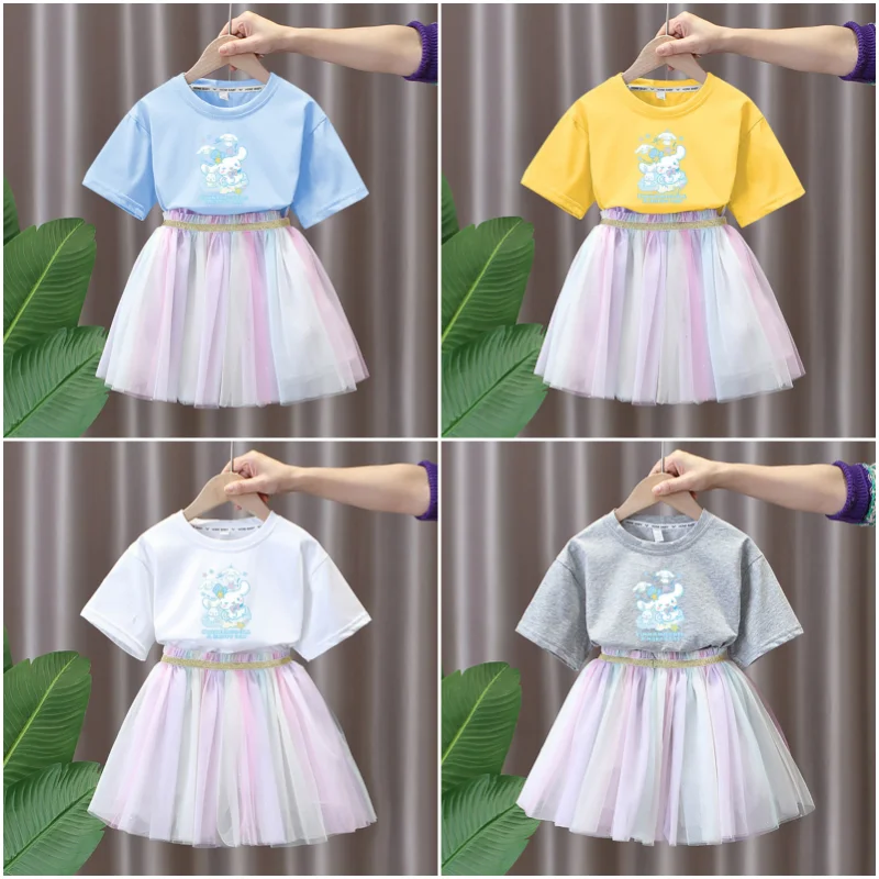 Sanrios Anime Figures Cinnamoroll Cartoon Sweet Cute Children Princess Style Short Sleeve Gauze Skirt Girls Clothing T-shirt
Sanrios Anime Figures Cinnamoroll Cartoon Sweet Cute Children Princess Style Short Sleeve Gauze Skirt Girls Clothing T-shirt