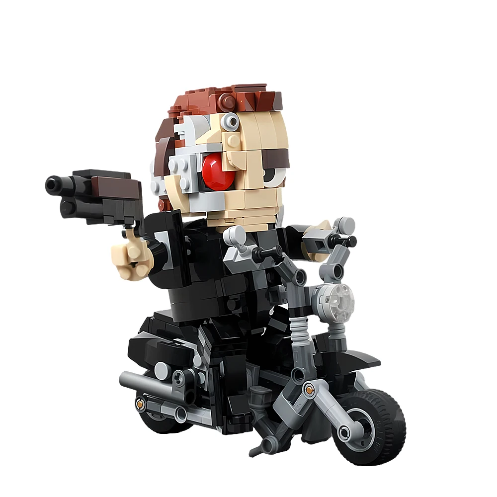 Gobricks MOC механический терминатор T-800 модель кирпича езда на мотоцикле T800 боевой