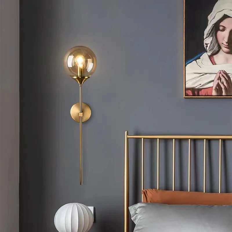 

Светодиодный настенный светильник в скандинавском стиле, современная стеклянная лампа в форме шара, настенная лампа для гостиной, спальни, прикроватного столика, кабинета, коридора, домашний декор