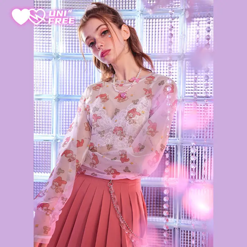 Original Unifree Melody Crew Neck Mesh Bottoming Shirt Sanrio sun protection clothing women's summer thin gauze inner mesh top
Original Unifree Melody Crew Neck Mesh Bottoming Shirt Sanrio sun protection clothing women's summer thin gauze inner mesh top