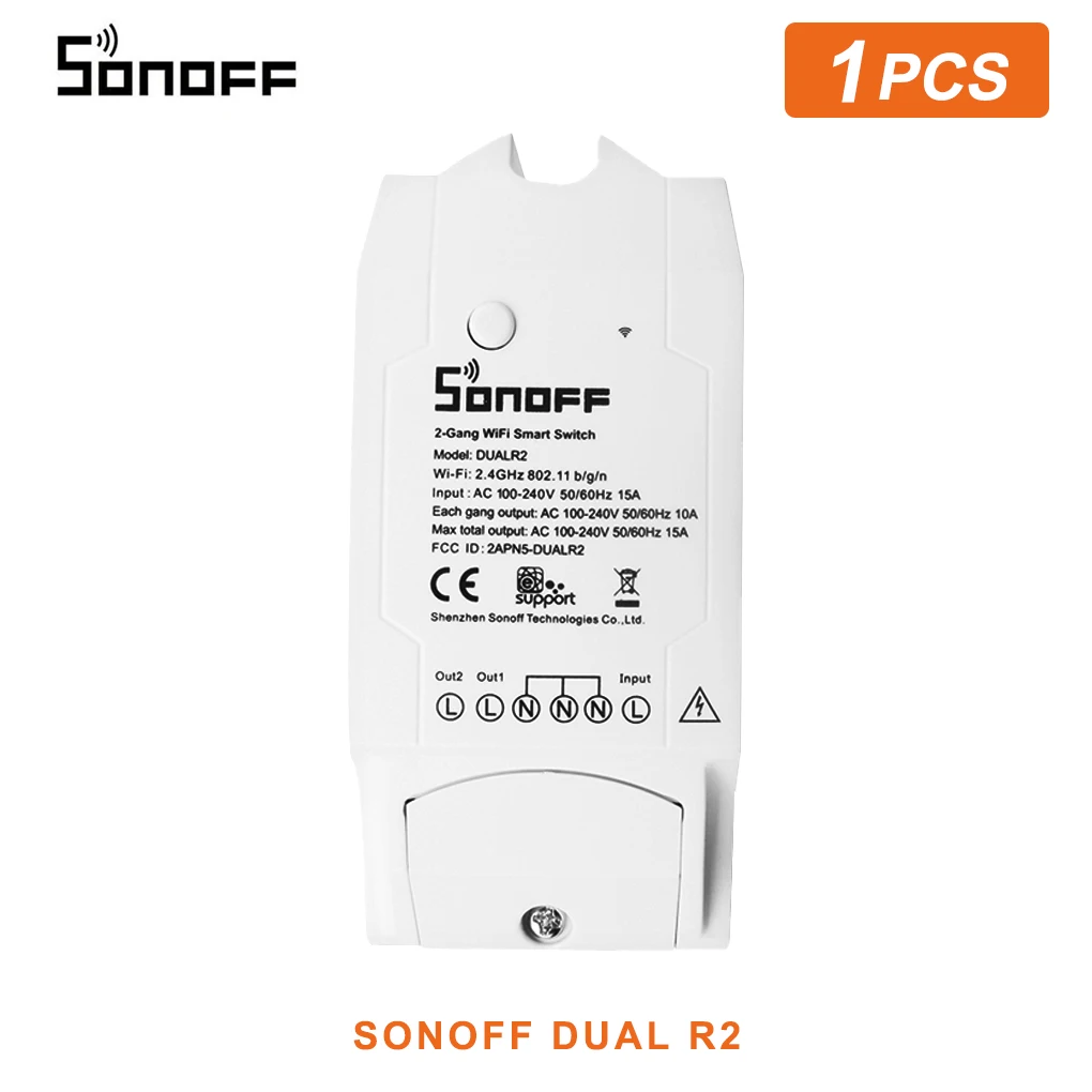 Sonoff Dual R2 2CH DIY WiFi Smart Switch Smart Home Automation Module Via Ewelink APP Remote Control Work With Alexa Google Home
Sonoff Dual R2 2CH DIY WiFi Smart Switch Smart Home Automation Module Via Ewelink APP Remote Control Work With Alexa Google Home