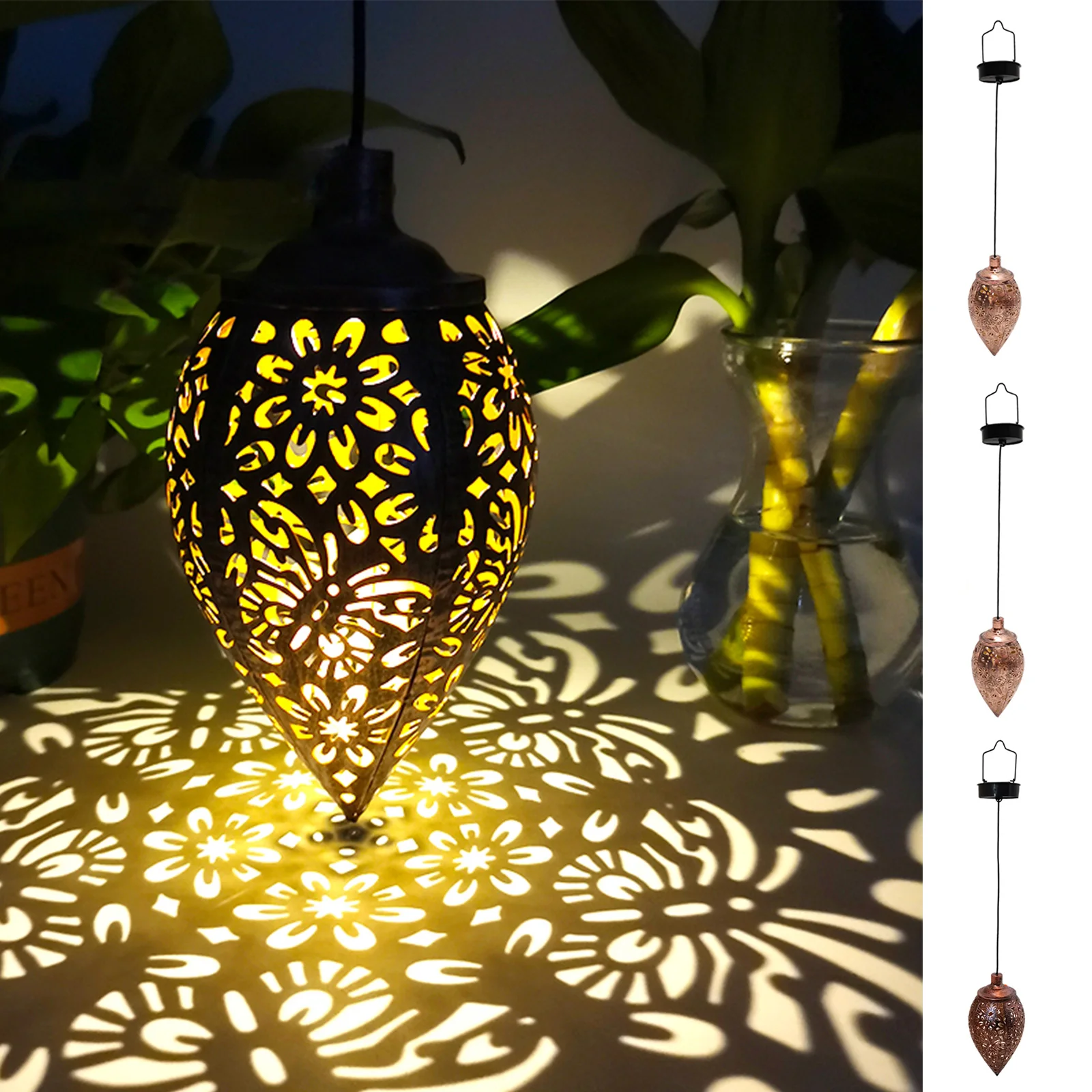 

Solar Garden Lantern Iron Art Hanging Decorative Lanterns IP65 Waterproof Lighting Ornaments Home Decor for Yard Patios Balcony