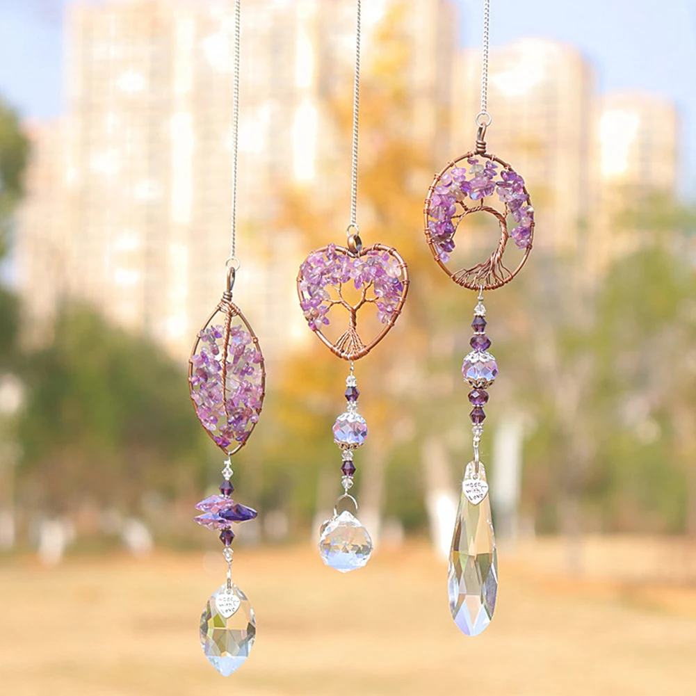 Purple Longevity Tree Crystal Sun catcher Stone Beads Prism Wind Chimes Pendant Rainbow Chaser DIY Hanging Window Chain Decor
Purple Longevity Tree Crystal Sun catcher Stone Beads Prism Wind Chimes Pendant Rainbow Chaser DIY Hanging Window Chain Decor
