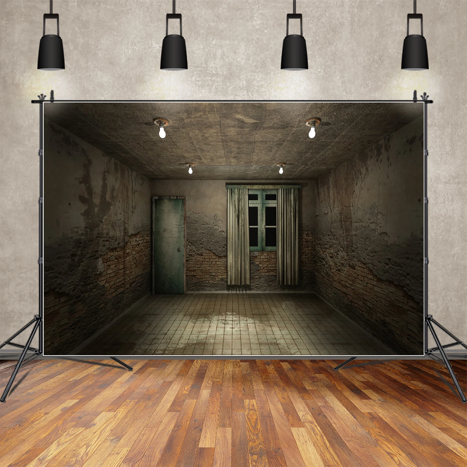 MOON.QG Backdrop Halloween Decorations Grunge Cement Brick Wall Room Background Blue Wood Window Curtain Blub Light Photo Booth
MOON.QG Backdrop Halloween Decorations Grunge Cement Brick Wall Room Background Blue Wood Window Curtain Blub Light Photo Booth