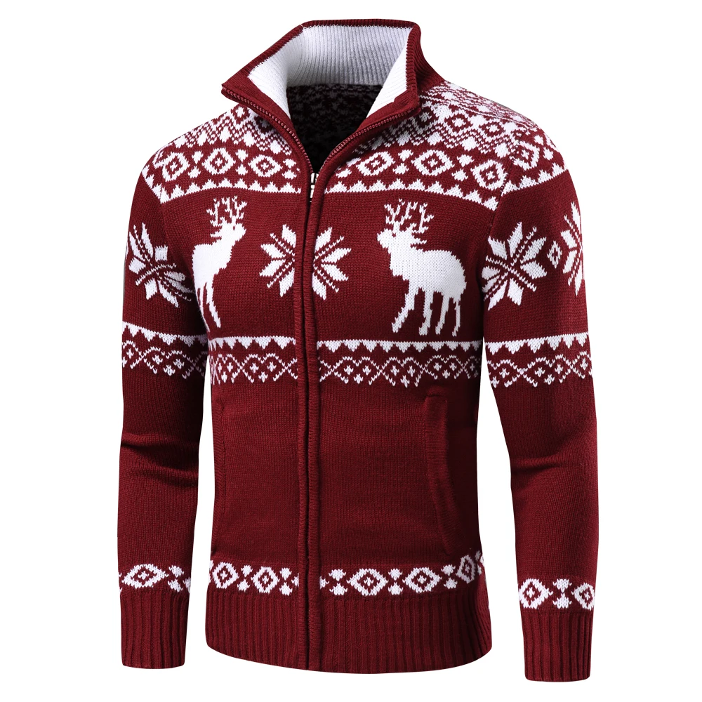 Men Autumn New Casual Jacquard Christmas Pattern Zip Sweater Cardigan Jacket Men Winter Long Sleeve Mock Neck Sweater Pullover
Men Autumn New Casual Jacquard Christmas Pattern Zip Sweater Cardigan Jacket Men Winter Long Sleeve Mock Neck Sweater Pullover
