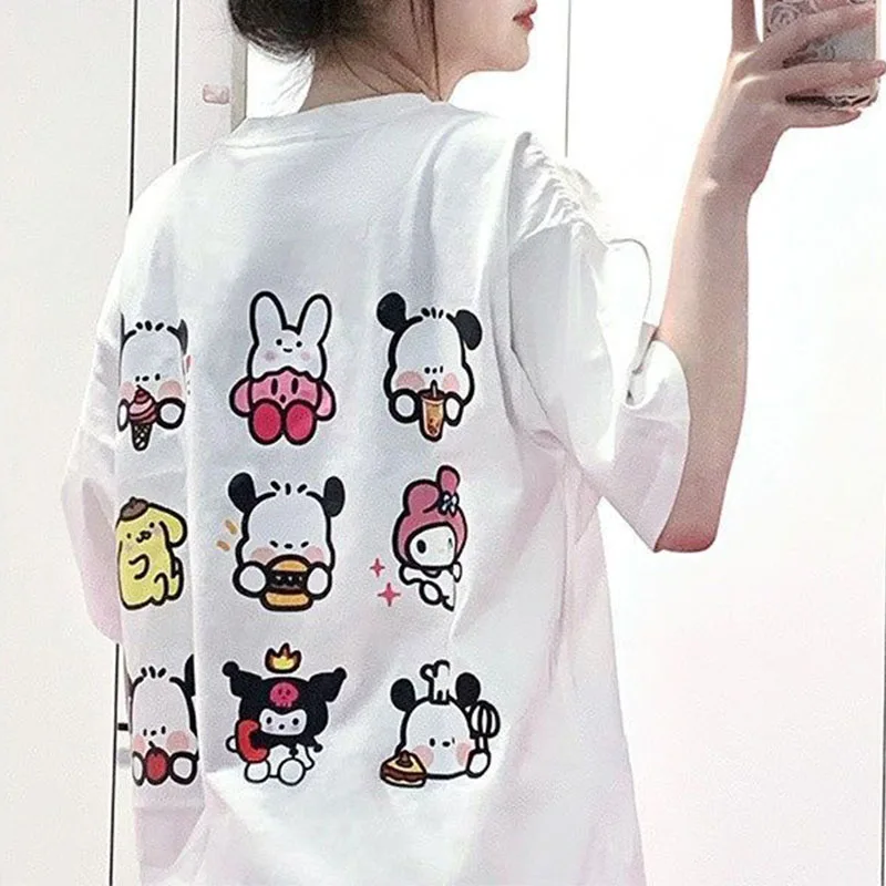 Футболка Sanrio Kawali Kuromi моя мелодия почтовый насос пурин с коротким рукавом из чистого хлопка одежда мягкая удобная Ins подарок для девочек
Футболка Sanrio Kawali Kuromi моя мелодия почтовый насос пурин с коротким рукавом из чистого хлопка одежда мягкая удобная Ins подарок для девочек