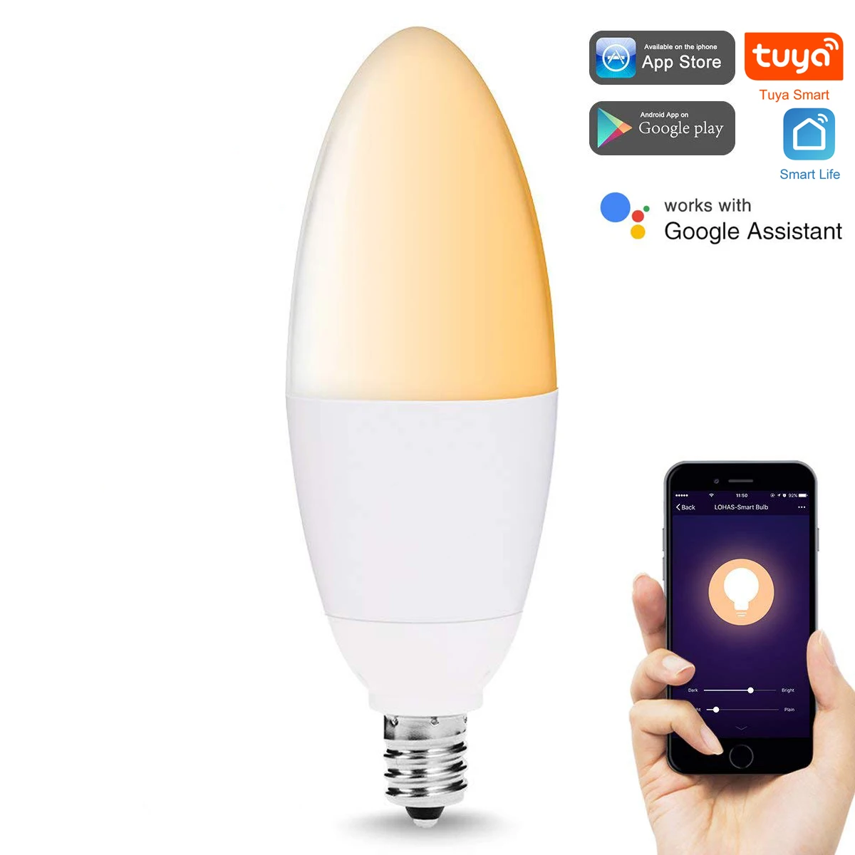 Tuya WiFi Smart LED Light Bulb E14 Base 2000-6000K Lamp Candelabra 40W Equivalent Timmer Control by Alexa Google Home Assistant
Tuya WiFi Smart LED Light Bulb E14 Base 2000-6000K Lamp Candelabra 40W Equivalent Timmer Control by Alexa Google Home Assistant