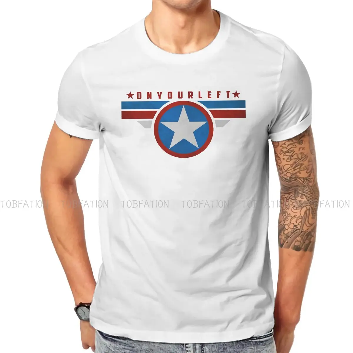 

Disney Captain America Film Fabric TShirt ON YOUR LEFT Basic T Shirt Leisure Men Clothes Ofertas Big Sale