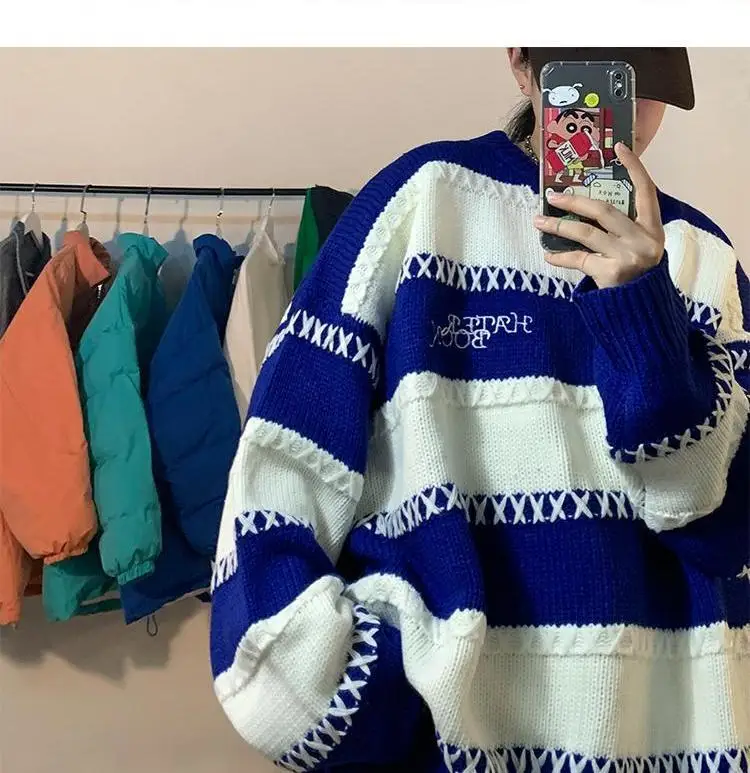 Blue Sweater Women Men Loose Autumn Winter Knitted Kawaii Harajuku Cropped Jumper Pull Christmas Sweater Loose BF 2022 New
Blue Sweater Women Men Loose Autumn Winter Knitted Kawaii Harajuku Cropped Jumper Pull Christmas Sweater Loose BF 2022 New