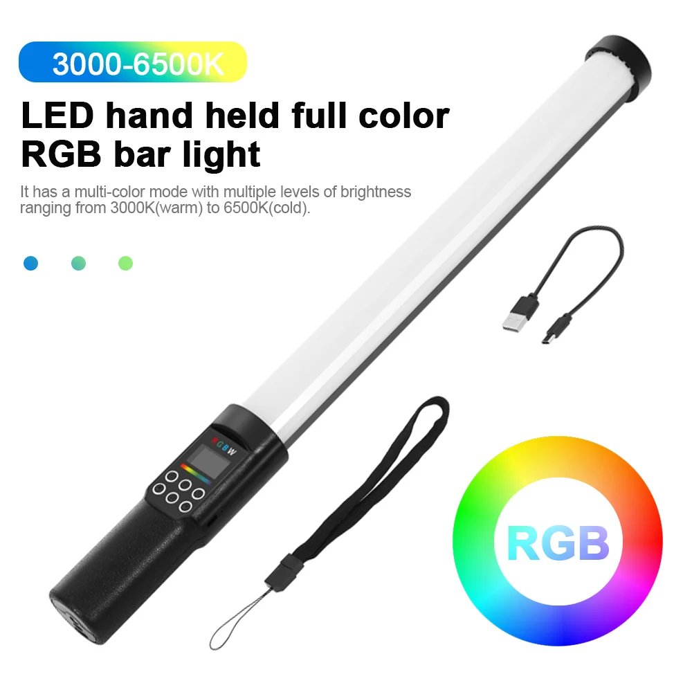 Puluz PU4134 RGB Colorful LED Stick Fill Light Handheld 3000-6500K LED Flash Light stick Speedlight Photographic Lighting
Puluz PU4134 RGB Colorful LED Stick Fill Light Handheld 3000-6500K LED Flash Light stick Speedlight Photographic Lighting