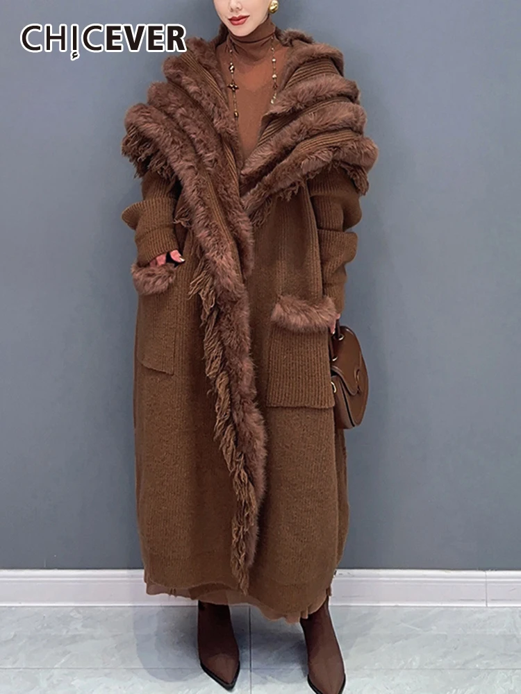 CHICEVER лоскутный Повседневный однотонный кардиган с кисточками для женщин, Свободный вязаный свитер с отворотом и длинными рукавами и карманами, Новинка 
CHICEVER лоскутный Повседневный однотонный кардиган с кисточками для женщин, Свободный вязаный свитер с отворотом и длинными рукавами и карманами, Новинка