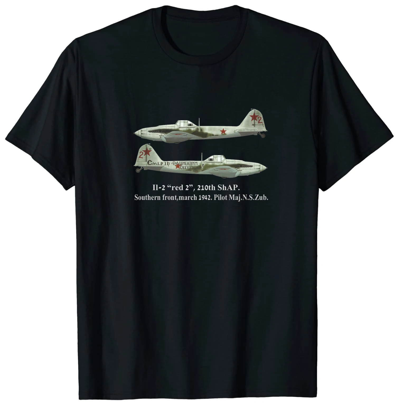 

WWII Soviet Air Force Ilyushin Il-2 "Shturmovik" "red 2" T-Shirt 100% Cotton O-Neck Short Sleeve Casual Mens T-shirt Size S-3XL