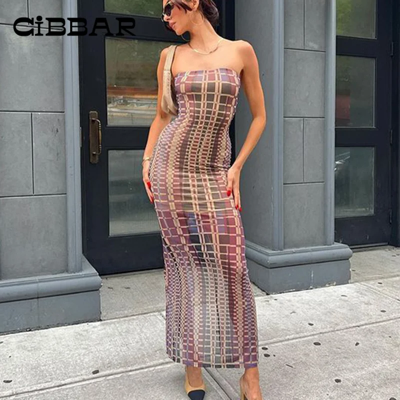 

CIBBAR винтажное контрастное цветное клетчатое платье макси с принтом женская одежда элегантная фотосессия