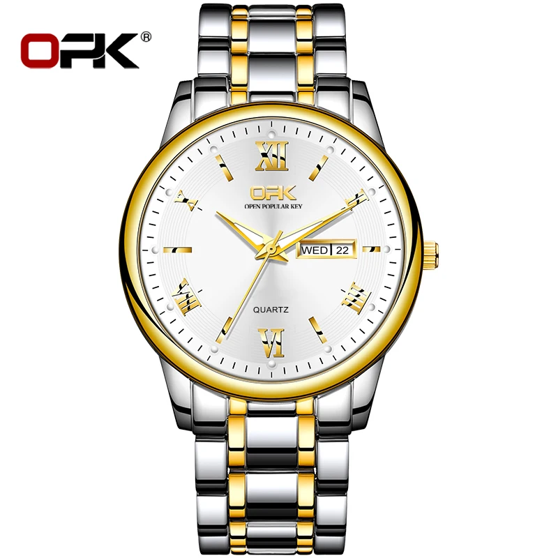 OPK Quartz Business Men Watch Waterproof Luminous Stainless Steel Wristwatches Calendar Week Display Watches For Men
OPK Quartz Business Men Watch Waterproof Luminous Stainless Steel Wristwatches Calendar Week Display Watches For Men
