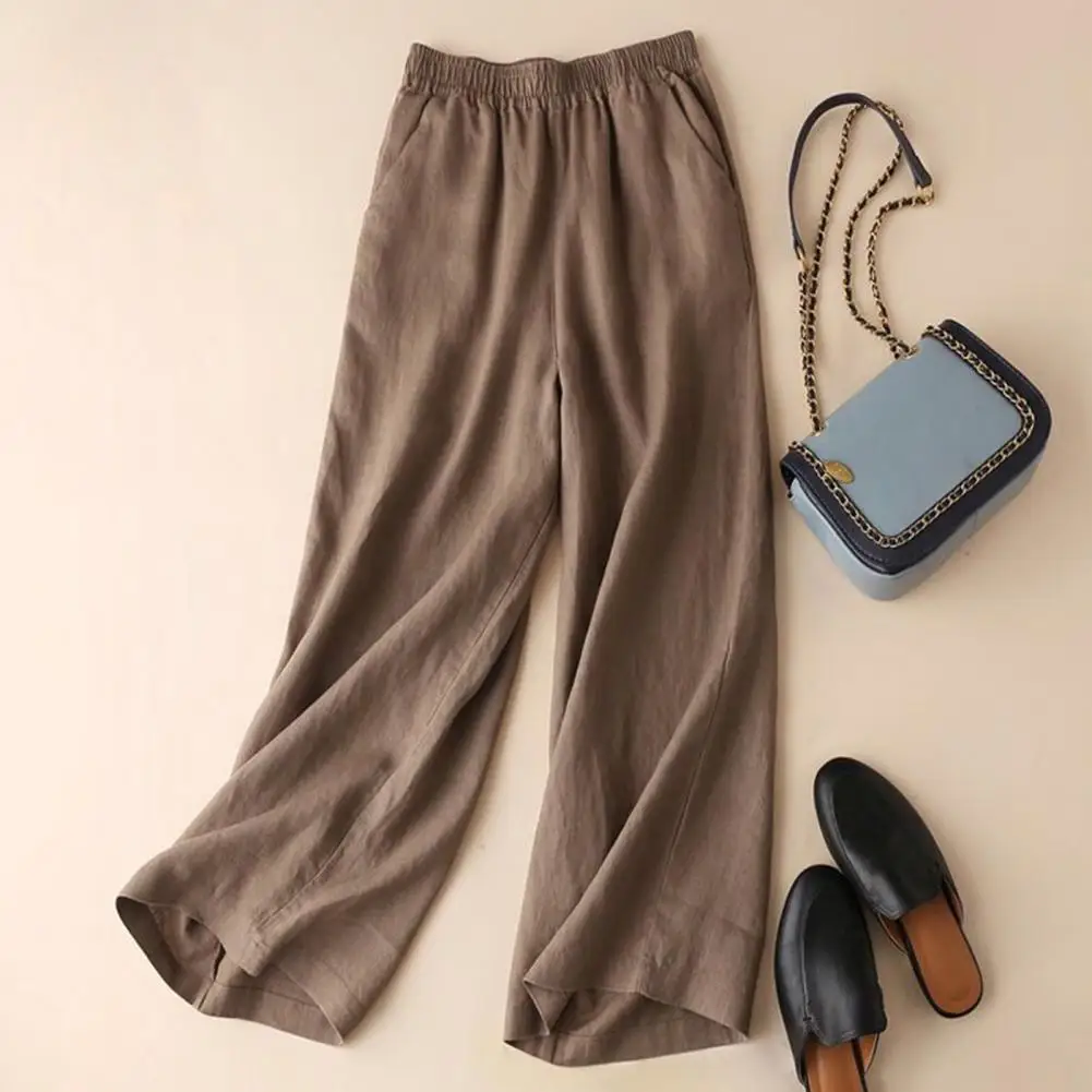 Woman Pants High-Waist Elastic Waistband Slant Pockets Simple Casual Straight Wide Leg Pants Female Clothing 2022
Woman Pants High-Waist Elastic Waistband Slant Pockets Simple Casual Straight Wide Leg Pants Female Clothing 2022