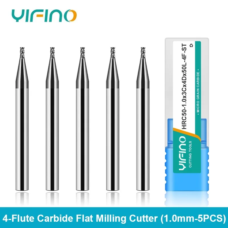 YIFINO 1x3Cx4Dx50L 5PCS HRC50 4-Flute Tungsten Steel Carbide Nano-Coating Milling Cutter For CNC Mechanical Flat End Mill Tools
YIFINO 1x3Cx4Dx50L 5PCS HRC50 4-Flute Tungsten Steel Carbide Nano-Coating Milling Cutter For CNC Mechanical Flat End Mill Tools