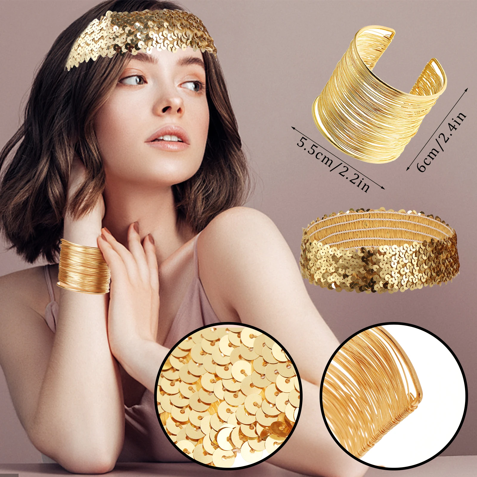7 Pcs Gold Disco Fashion jewelry set for ladies Set 1970s Disco Accessories Disco Set Square Sparkling Sunglass
7 Pcs Gold Disco Fashion jewelry set for ladies Set 1970s Disco Accessories Disco Set Square Sparkling Sunglass