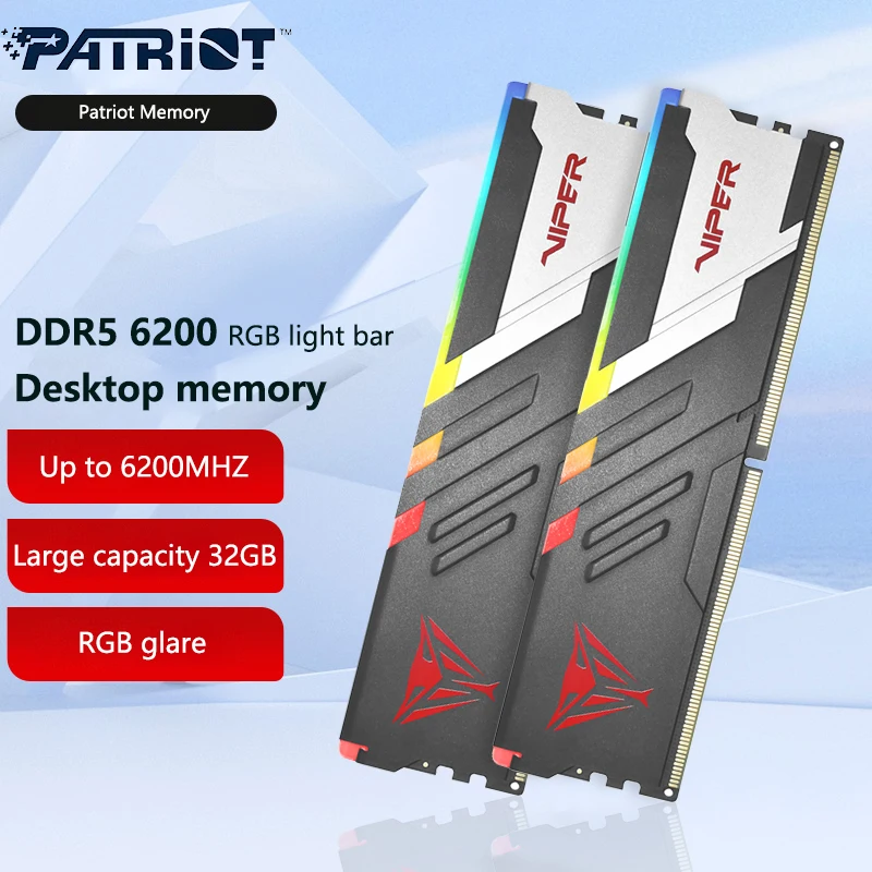 

Patriot Viper Gaming VENOM DDR5 RGB Series 32GB (2x16G) 6200MHz Overclockable Memory Kits Desktop Gaming Memory PVVR532G620C40K