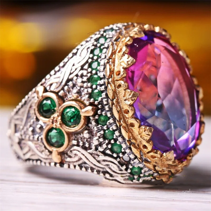 New Inlaid Crystal Men's Luxury Ring Personality Retro Personality Big Gemstone Ring To Attend The Banquet Party Fashion Jewelry
New Inlaid Crystal Men's Luxury Ring Personality Retro Personality Big Gemstone Ring To Attend The Banquet Party Fashion Jewelry