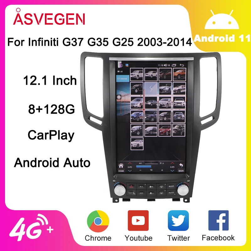 12.1" Vertical Tesla Screen For Infiniti G37 G35 G25 G37S 2003-2014 Android 11 Car Radio Multimedia Player GPS Navigation Stereo
12.1" Vertical Tesla Screen For Infiniti G37 G35 G25 G37S 2003-2014 Android 11 Car Radio Multimedia Player GPS Navigation Stereo