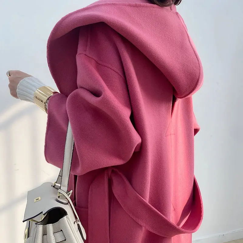 Korean Rose Red Double sided Hooded Long Wool like Coat Women's Long High end Thickened 2023 Winter Loose Coat
Korean Rose Red Double sided Hooded Long Wool like Coat Women's Long High end Thickened 2023 Winter Loose Coat