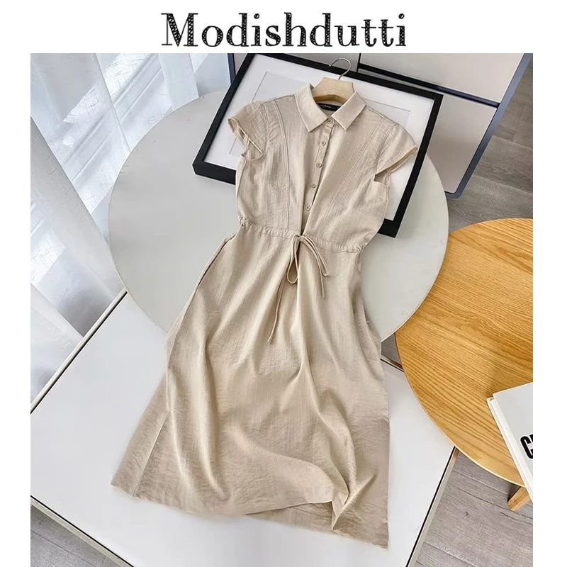 Modishdutti 2023 High Quality Summer Woman Fashion Single-Breasted Linen Shirt Dress Female Solid Color Casual Midi Dresses
Modishdutti 2023 High Quality Summer Woman Fashion Single-Breasted Linen Shirt Dress Female Solid Color Casual Midi Dresses