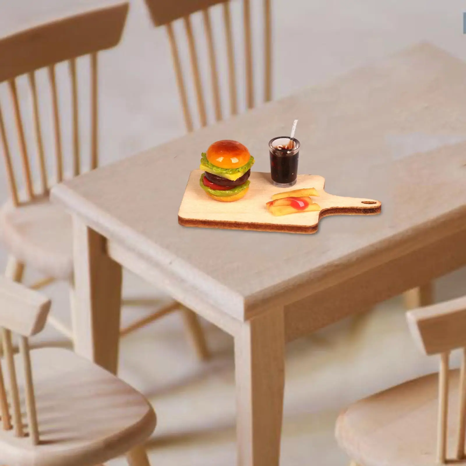 

Набор из 4 штук, имитация гамбургера, картофеля фри, колы, модель 1:12, миниатюрный аксессуар для быстрого питания, для рукоделия, модель мебели «сделай сам»