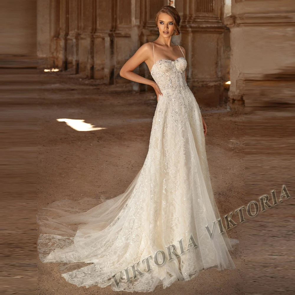 VIKTORIA Modern Bling Wedding Dress Spaghetti Straps For Women Sequins Backless A-LINE Appliques Vestidos De Novia Made To Order
VIKTORIA Modern Bling Wedding Dress Spaghetti Straps For Women Sequins Backless A-LINE Appliques Vestidos De Novia Made To Order