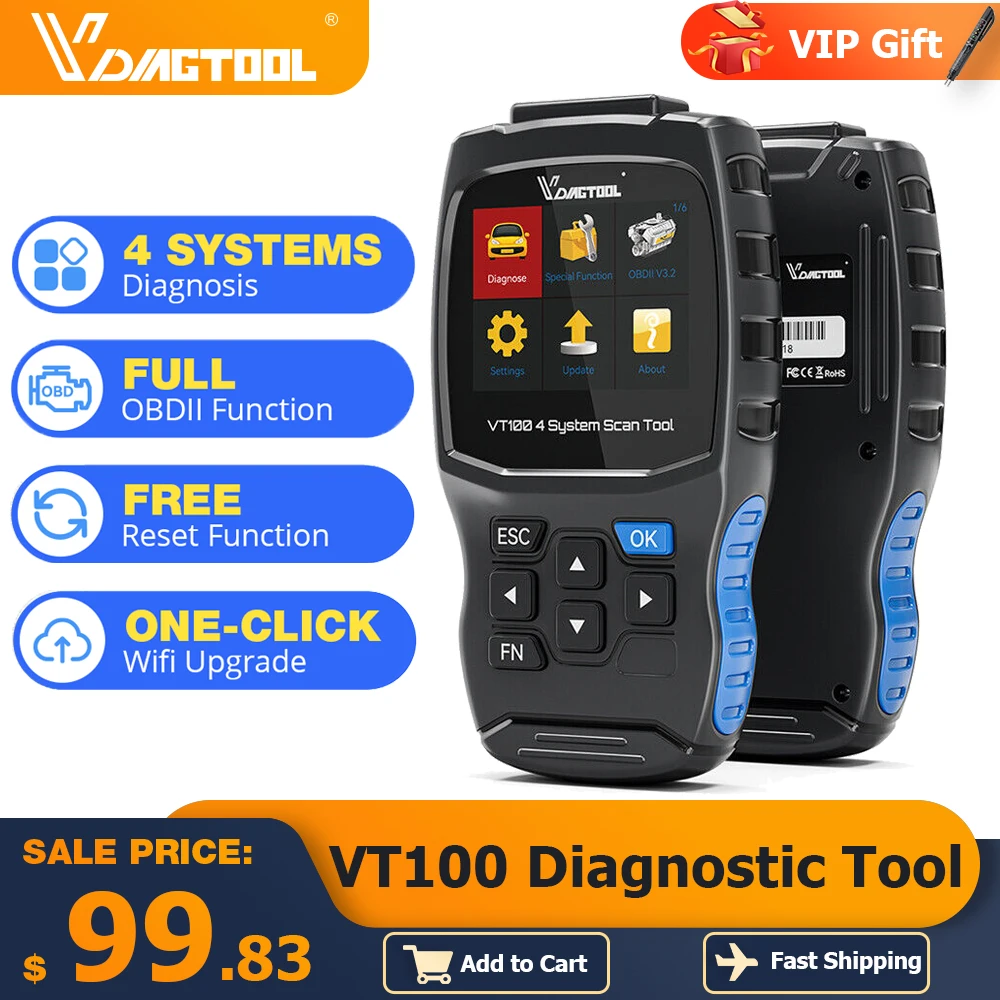VDIAGTOOL VT100 Car Diagnostic Tool For SRS/ABS/Transmission/Engine Code Reader SAS EPB Throttle TPMS Reset Lifetime Free Update
VDIAGTOOL VT100 Car Diagnostic Tool For SRS/ABS/Transmission/Engine Code Reader SAS EPB Throttle TPMS Reset Lifetime Free Update