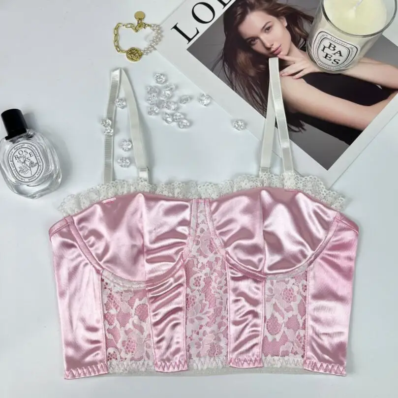 Women Sexy Lace Satin Stitching Bra Top Mesh See Through Corset Y2K Backless Crop Vest E-girl Bustier 2022 Camis Tank Top p219
Women Sexy Lace Satin Stitching Bra Top Mesh See Through Corset Y2K Backless Crop Vest E-girl Bustier 2022 Camis Tank Top p219
