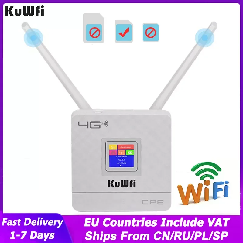 KuWFi 150Mbps Wireless Router 4G Wifi Router 4G SIM Card Slot&RJ45 Port Dual External Antennas for Home Support 10 WiFi User
KuWFi 150Mbps Wireless Router 4G Wifi Router 4G SIM Card Slot&RJ45 Port Dual External Antennas for Home Support 10 WiFi User