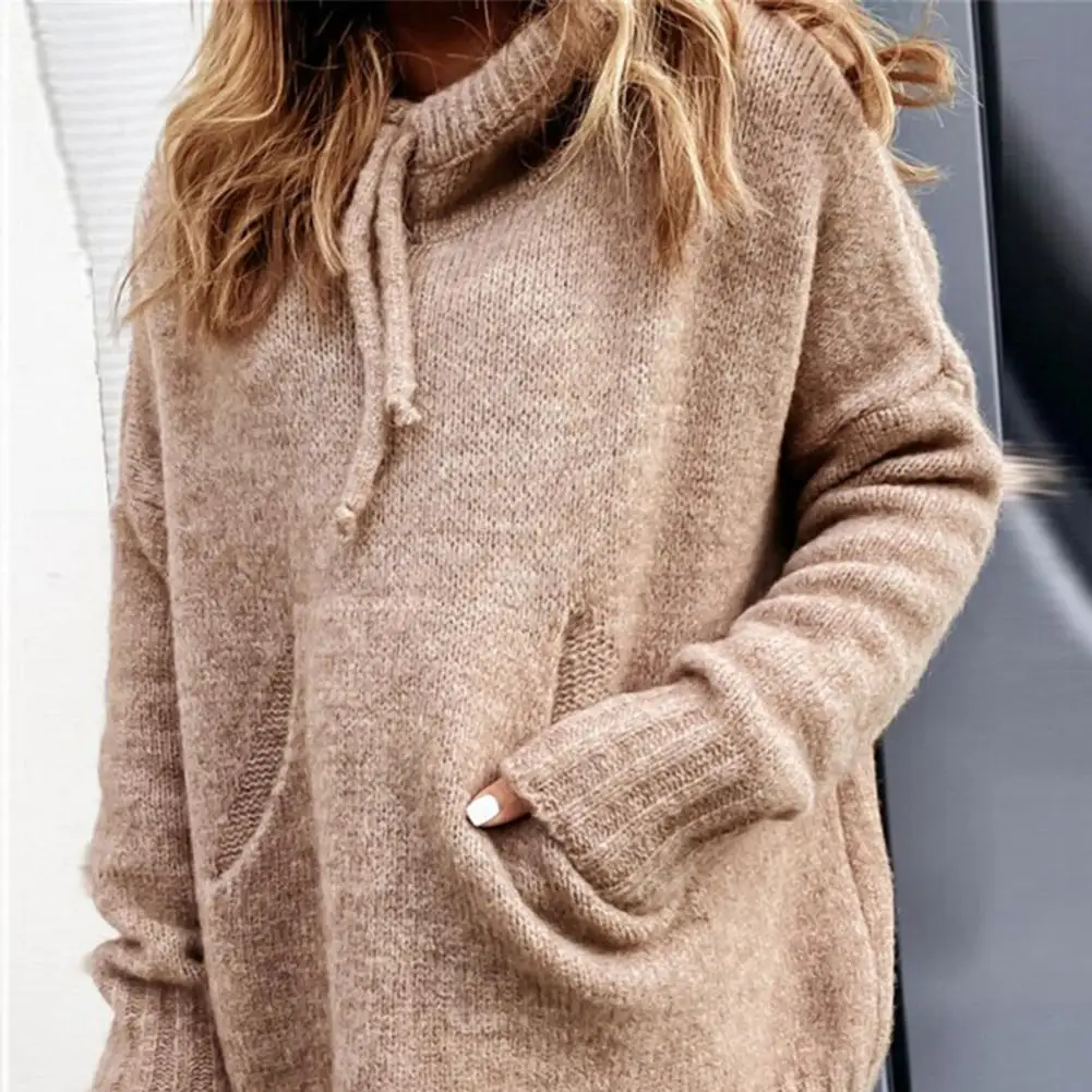 Hooded Sweater Loose Temperament All Match Solid Color Hooded Sweater Autumn Sweater for Daily Wear
Hooded Sweater Loose Temperament All Match Solid Color Hooded Sweater Autumn Sweater for Daily Wear