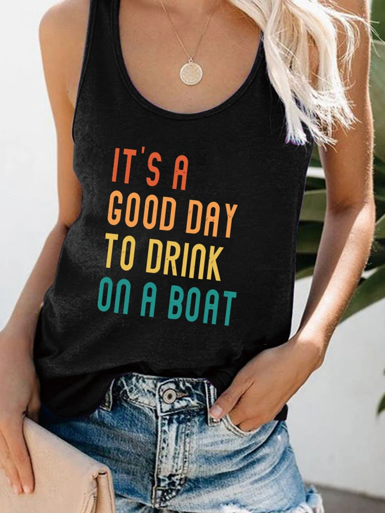 Plus Size New Loose Women Tank Tops It's A Good Day To Drink on A Boat Print Funny Tank Tops Femme Sleeveless Casual Girls Vest
Plus Size New Loose Women Tank Tops It's A Good Day To Drink on A Boat Print Funny Tank Tops Femme Sleeveless Casual Girls Vest